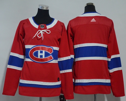 Adidas Montreal Canadiens Blank Red Home Authentic Women Stitched NHL Jersey
